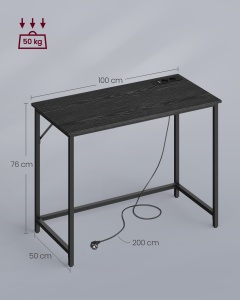 Birou Vasagle Negru 100x50x75.5 cm - Img 7