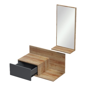 Bufet suspendat cu oglinda, Miranda, Pako, Stejar 60x30x89.5 cm - Img 2