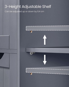 Cabinet, Vasagle, Gri, 55x30x81 cm - Img 7
