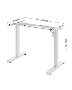 Cadru birou reglabil, Songmics, Alb-Alb, 86-130x60x71.5-117 cm - Img 7