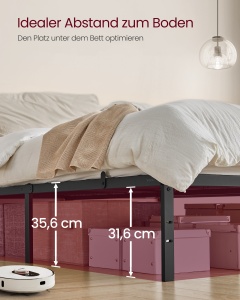Cadru de pat Vasagle, Conner, Negru, 200x140x35.6 cm - Img 4