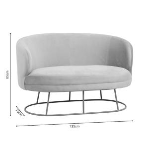Canapea 2 locuri Rony catifea bej cu picioare metalice aurii 135x75x85 cm - Img 5