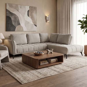 Canapea de colt stanga Belanza, Gri, 213x265x90 cm