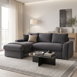 Canapea extensibila Βelle, Antracit, 236x164x88 cm