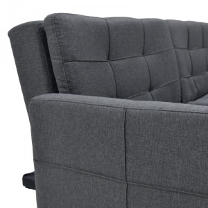 Canapea extensibila 3 locuri material textil flexibila gri inchis 198x87x76 - Img 9