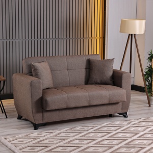 Canapea extensibila cu 2 locuri si spatiu de depozitare, Modesto, Pako, Maro 153x84x86 cm