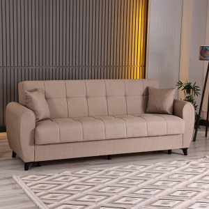 Canapea extensibila cu 3 locuri si spatiu de depozitare, Lincoln, Pako, Bej 226x84x93 cm