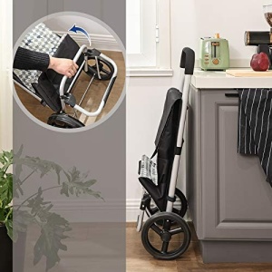 Carucior pentru cumparaturi, Songmics, Negru, 47x33x97 cm - Img 4