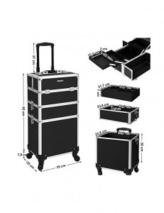 Carucior pentru machiaj profesional, Songmics, JHZ01B, Negru, 68.5 x 35 x 25 cm - Img 6