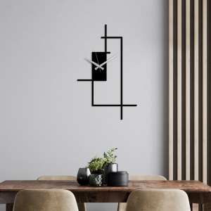 Ceas de perete decorativ din metal Corner Negru 49x30 cm - Img 2