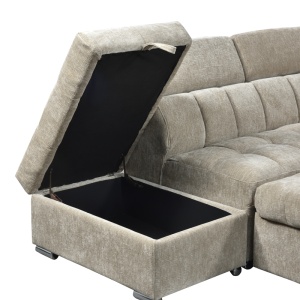 Coltar drapta extensibil cu depozitare, Nuvora, Pako, Bej 244x225x79 cm - Img 7