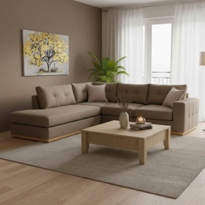 Coltar Dreapta Boston Mocha - Crem - Natural 280x225x95 cm