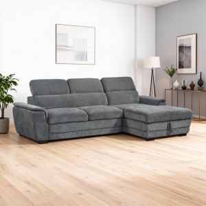 Coltar extensibil pe dreapta cu spatiu de depozitare, Dreamora, Antracit, 167x270x82 cm