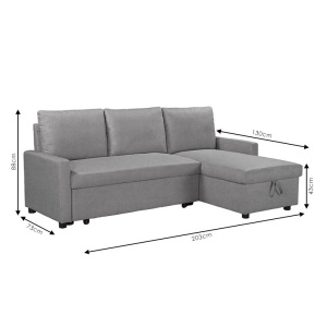 Coltar extensibil reversibil Infuse cu spatiu de depozitare material textil antracit 203x130x88 cm - Img 5