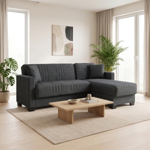 Coltar extensibil reversibil, Stashio, Antracit, 202x143x84 cm