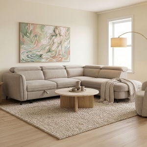 Coltar stanga extensibil Napia, Bej, 210x249x98 cm
