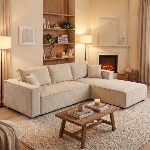 Coltar stanga Maden, Bej, 279x203x90 cm