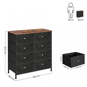 Comoda, Songmics, Negru , 80x30x81.5 cm - Img 6