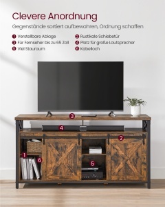 Comoda TV Daxton, Maro rustic, 147x40x76 cm - Img 5