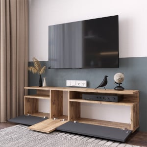 Comoda TV Elana sonoma - antracit 150x29.5x46.3cm - Img 2