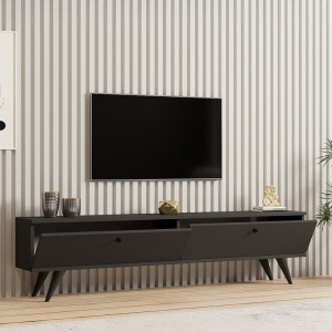 Comoda TV Jate Gri inchis 160x25x40 cm - Img 3