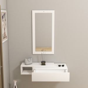 Consola suspendata cu oglinda Vien Alb 82x15.8x29.6 cm - Img 2