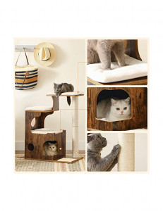 Copac pentru pisici, Feandrea, 86 cm, 3 perne, Maro Rustic - Img 6
