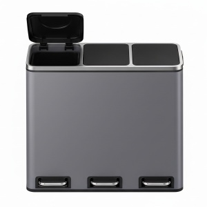 Cos de gunoi compartimentat Songmics Gri 61.7x35.2x56.4 cm