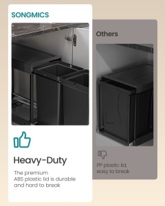 Cos de gunoi culisant Songmics Negru 48.6x32.7x44.0 cm - Img 6