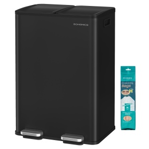 Cos de gunoi reciclare, Pary, Songmics, Negru, 47.6x37.7x66.9 cm