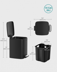 Cos de gunoi Songmics Negru 19.3x23.9x25.5 cm - Img 6