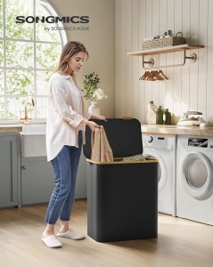 Cos de rufe Negru Songmics 60x38.5x70.5 cm - Img 2