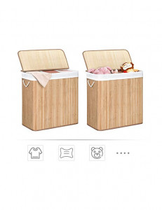 Cos de rufe, Songmics, 150L, Natural, LCB091N01, 60 x 40 x 61 cm - Img 7