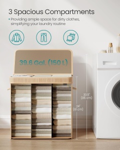 Cos de rufe Songmics Bej 62.5x41.5x61 cm - Img 4