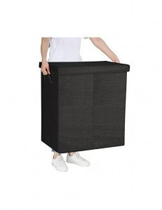 Cos de rufe, Songmics, LCB02BK, Negru, 142 L, 37 x 36 x 66 cm - Img 6