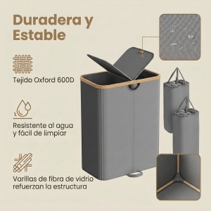 Cos de rufe Songmics, Roxanne, Gri inchis, 52.5x38.5x75 cm - Img 7