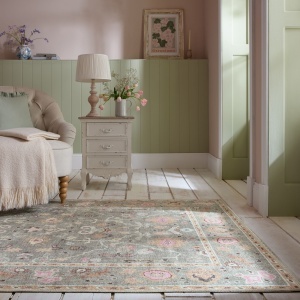 Covor Una Floral Washable Verde 115x170 cm, Flair Rugs