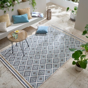 Covor Zia Trellis Outdoor Albastru 200x290 cm, Flair Rugs
