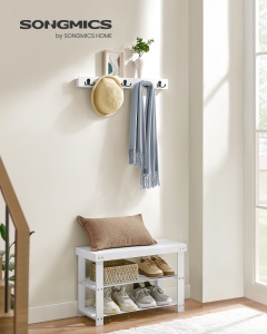 Cuier cu bancuta Songmics Alb 70x28.7x52.3 cm - Img 2
