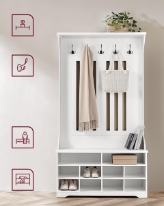 Cuier cu pantofar Vasagle Alb 100x35x180 cm - Img 3