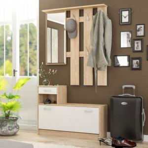 Cuier Intrare Jamie Alb - Natural 100x27.5x187 cm - Img 2