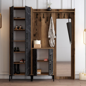 Cuier pentru Hol Berlin ABC - Walnut, Negru Marble - Img 3
