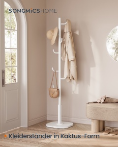 Cuier perete Alb Songmics 40x40x175.3 cm - Img 2