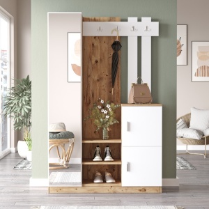 Cuier Saron, Pako World, Alb-Natural, 113x35x180 cm - Img 3