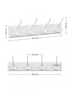 Cuier, Songmics, Alb, 40x11x7 cm - Img 5
