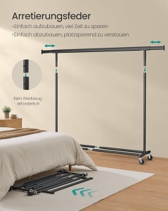 Cuier stander Negru Songmics 200x45x161.5 cm - Img 5