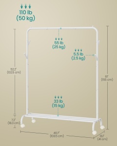 Cuier stender, Fabio, Alb, 103.5x39x155cm - Img 6