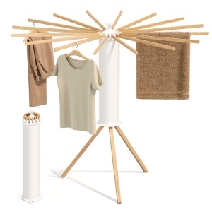 Cuier stender haine Songmics, Bunji, Natural Alb, 112x112x122 cm