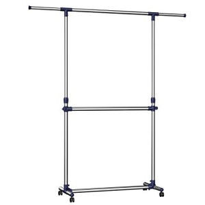 Cuier stender, Songmics, Argintiu-Albastru, 90-166x113-198x49 cm - Img 2