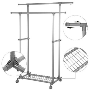 Cuier stender, Songmics, Gri, 87-150x52x166 - Img 5